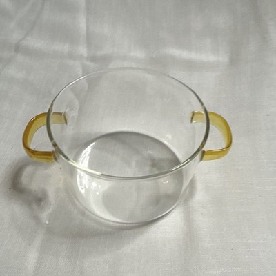Clear Glass Casserole with Yellow Double Handles and Lid