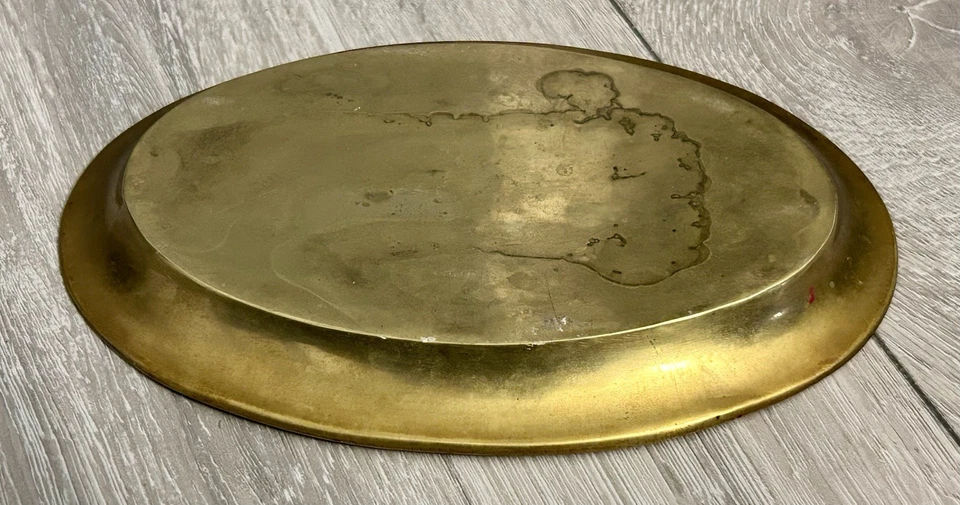 Jolie coupelle ancienne en Laiton émaillé cloisonné - décors canards - Diam 20cm - Photo 4/4