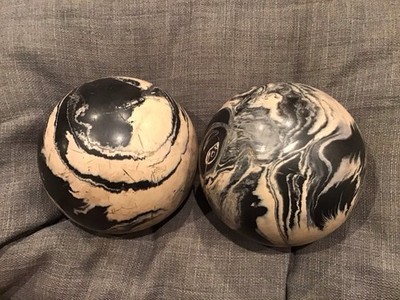 2 Black Gray Oatmeal Swirl Duckpin Candle Pin Bowling Balls  3 Lb 10 oz
