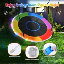 Trekassy 700lbs 40" Saucer Tree Swing for Kids with LED Lights, 2 Hanging Straps