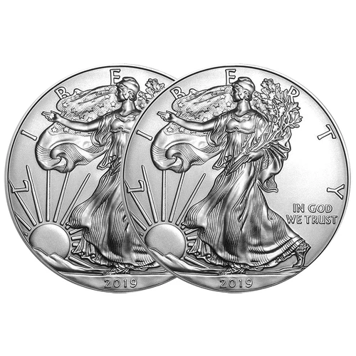 Lot of 2 - 2019 $1 American Silver Eagle 1 oz Brilliant Uncirculated