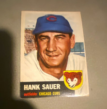 1953 Topps Hank Sauer #111 Dugout Quiz Base Set Chicago Cubs Baseball Card