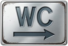 WC Restroom Tin Metal Signs Home Décor Vintage Toilet Direction Print Ae...