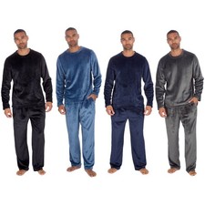 Mens Pyjama Set PJ 2 Piece Cosy Fleece Sleepwear Lounge Wear Winter Warm Men PJ