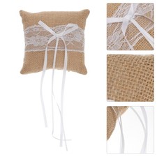 Burlap Wedding Ring Pillow Cushion Jute Lace Ring Bearer Pillow for