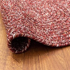 Red Farmhouse Rug - Washable Indoor/Outdoor -Primitive Braided Rugs - Made in