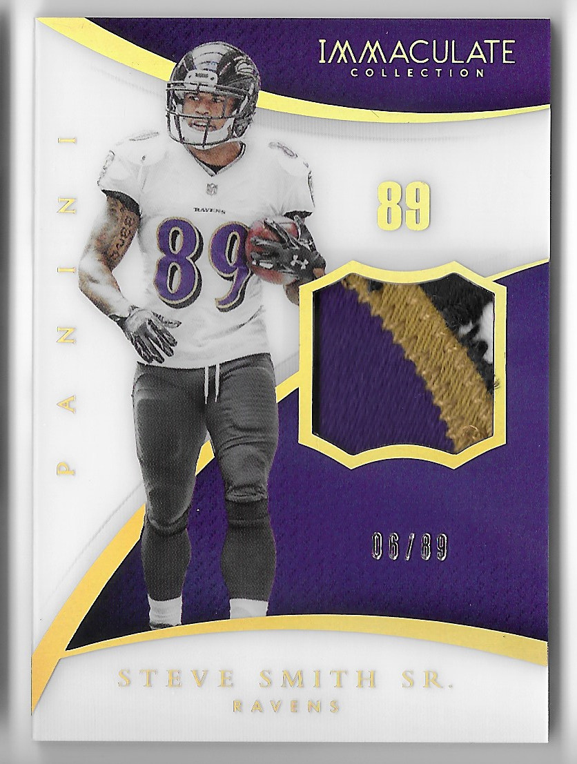 STEVE SMITH SR. 2015 PANINI IMMACULATE GAME-WORN PATCH CARD #6/89!