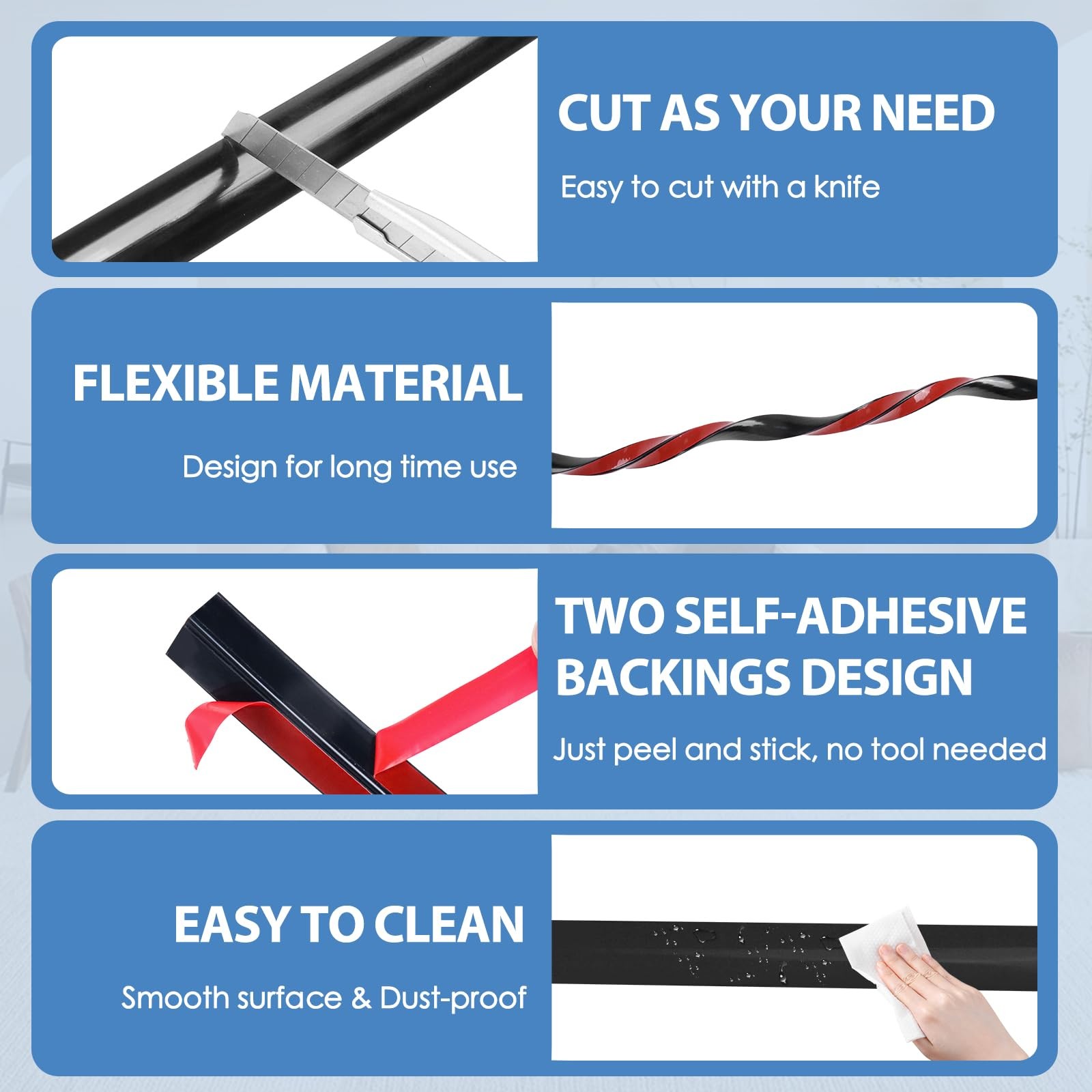 EYAYEN Flexible Quarter Round Molding Trim Peel and Stick | eBay