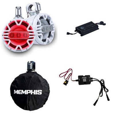 Memphis Audio MM84TW 8'' A.T.A.C White Wake Tower Speakers & 800W MX800.4 4-Ch...