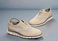 Cole Haan Zerogrand 8 Mens No Stitch Closed Wingtip Oxford Barley Beige Ivory
