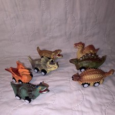 Lot of 7 Dinosaur Diecast  Plastic Toy Cars Multicolor for Ages 3-7 Item 1276