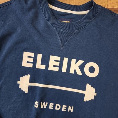 Eleiko Sweden 1957 Sweatshirt Weightlifting Gym Blue Size Medium Euc