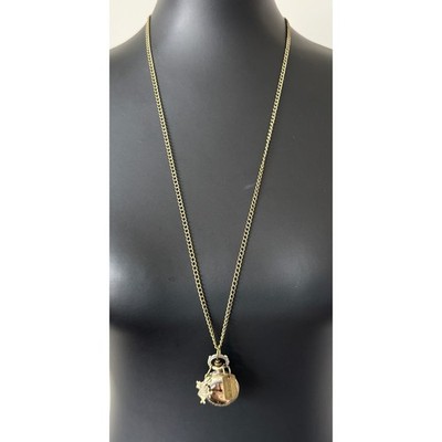 Alice in Wonderland Pocket Watch Necklace Drink Me White Rabbit Antique Bronze