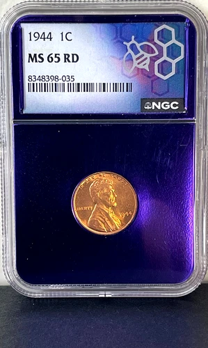 1944 1c Lincoln Wheat Cent NGC MS65 RD-PURPLE CORE!