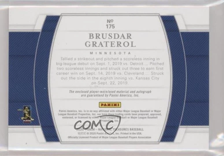 2020 National Treasures Material Signatures /99 Brusdar Graterol Rookie Auto RC - Image 2 of 2