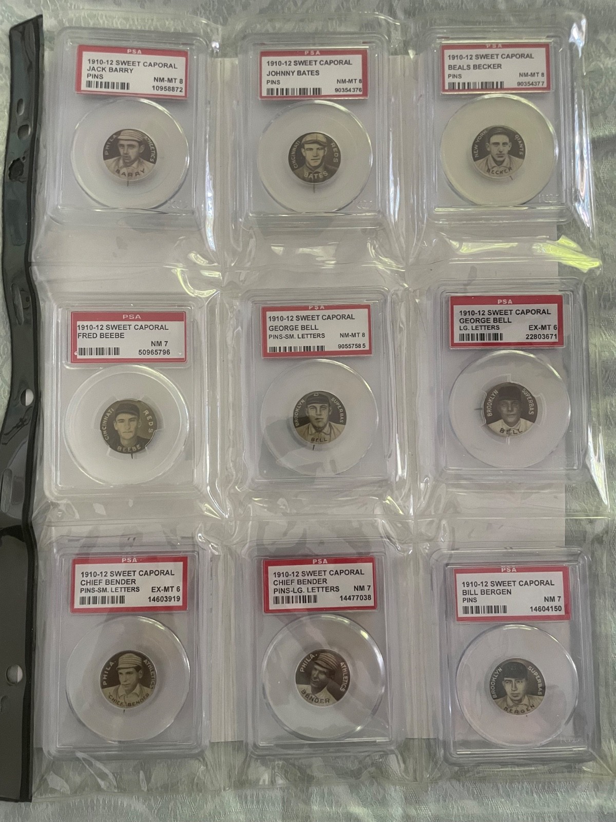 Complete 204 PSA Graded 1910-12 Sweet Caporal Pin Set PSA 9 Cobb, PSA 8 Johnson view 3