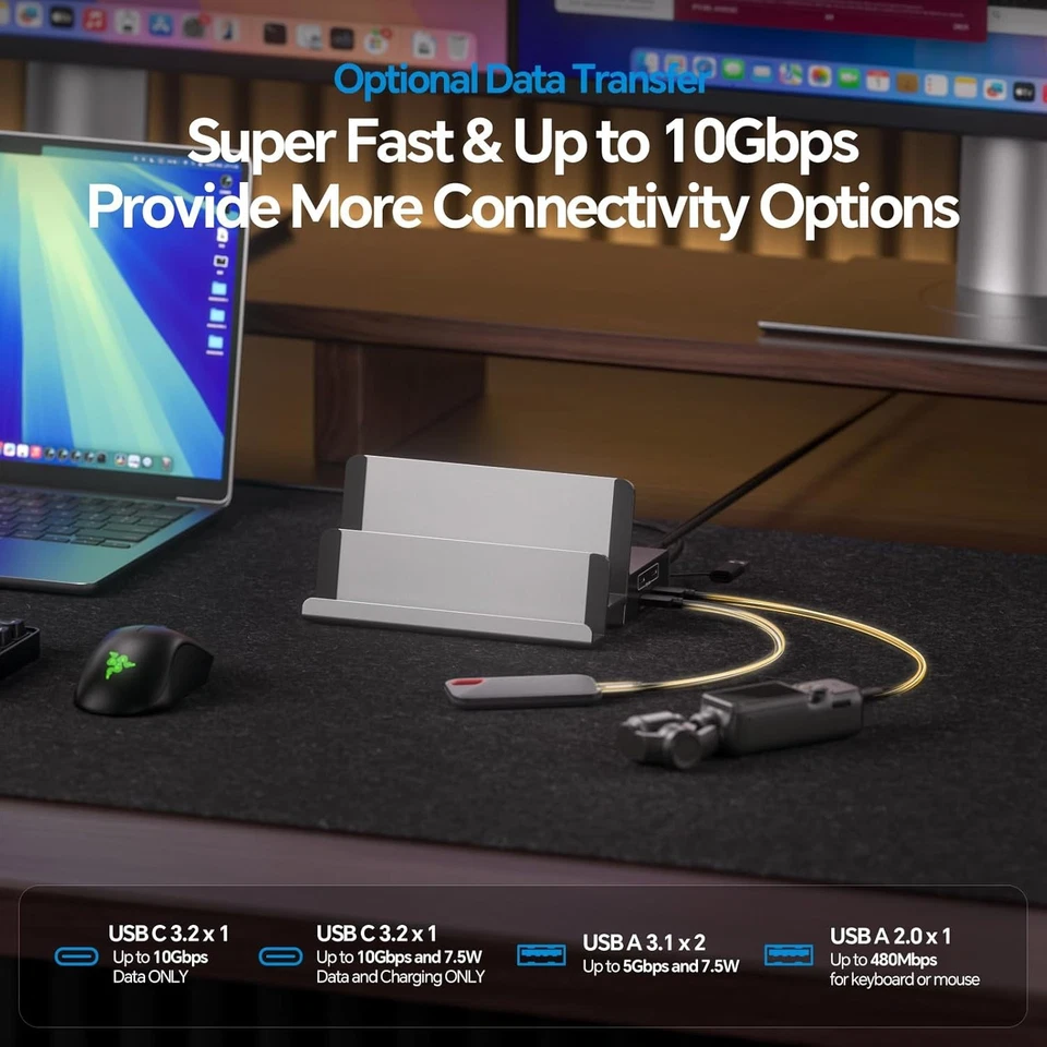 New - Pulwtop Triple Display Docking Station with Dual Stand, 19-in-1 Laptop Doc - Image 4 of 4