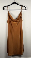 Urban Outfitters Cowl neck Brown slip tank dress Med Adjustable Cocktail Short