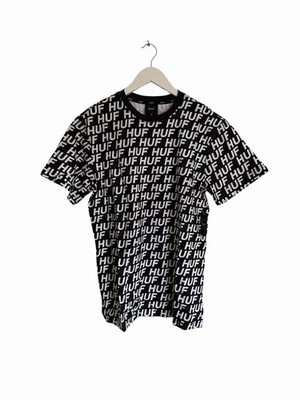 Huf Transit Logo T-Shirt Monogram Schwarz Neu UVP 45£ Größe M