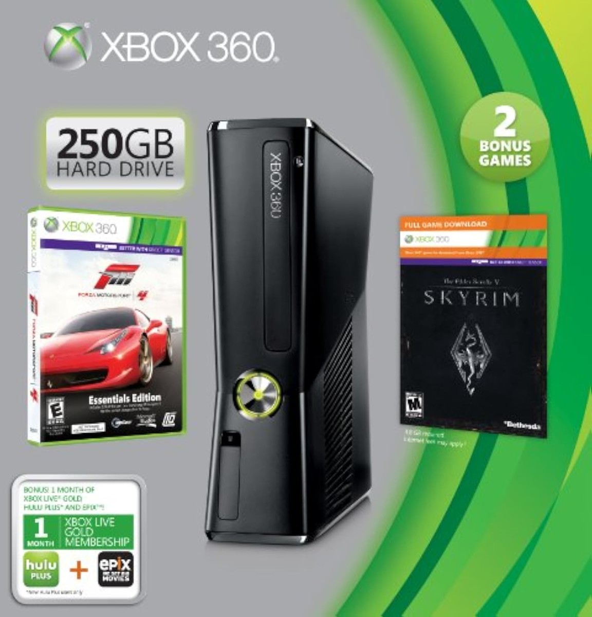 Xbox 360 S 250GB Bundle With Skyrim And Forza 4 Very Good 9Z | eBay