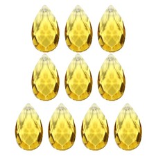 10Pcs K9 Crystal Pendants Teardrop Beads 38mm Chandelier Prisms DIY Golden