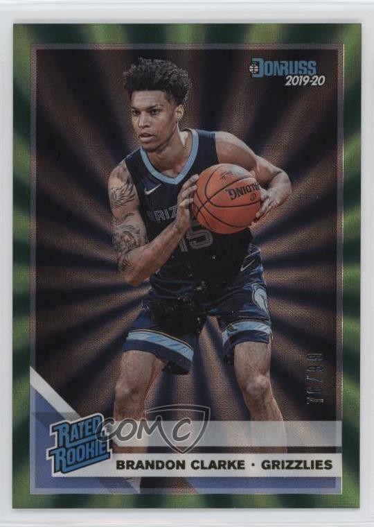 2019 Panini Donruss Rated Rookie Holo Green Laser 76/99 Brandon Clarke #220 na4