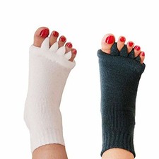 White Toe Separator Socks Foot Alignment Yoga Gym Massage One Size Unisex