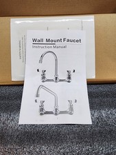 NIB Wall Mount 2 Handle Chrome Kitchen Faucet