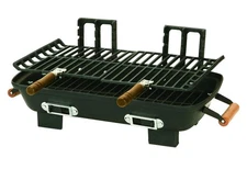 Marsh Allen Cast Iron Hibachi Grill, 10"x18", Charcoal, Adjustable Grids & Vents