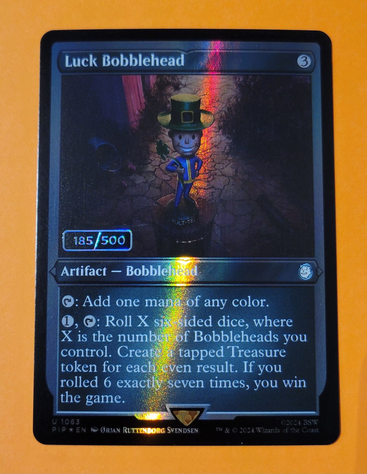 Luck Bobblehead Foil SERIALIZED 185/500 Magic mtg NM-Mint, English Fallout x1