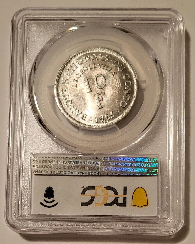Congo Democratic Republic - Set of Two - 1965 10 Francs Varieties MS64/65 PCGS - Image 4 of 4