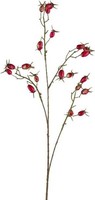 artplants KüNstlicher Zweig Heckenrose Gluhen, Hagebutten, Glitzer, Rot, 75Cm