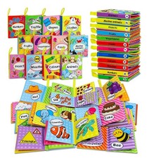 12PCS Soft Baby Books, Soft Cloth Books, Bath Toys, Crinkle Washable Non-Toxic E