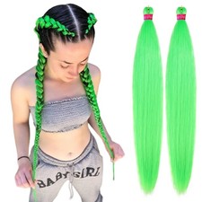 "Neon Green Braiding Hair Pre Stretched 2 Packs Box Braids Hair Extensions 26 ..