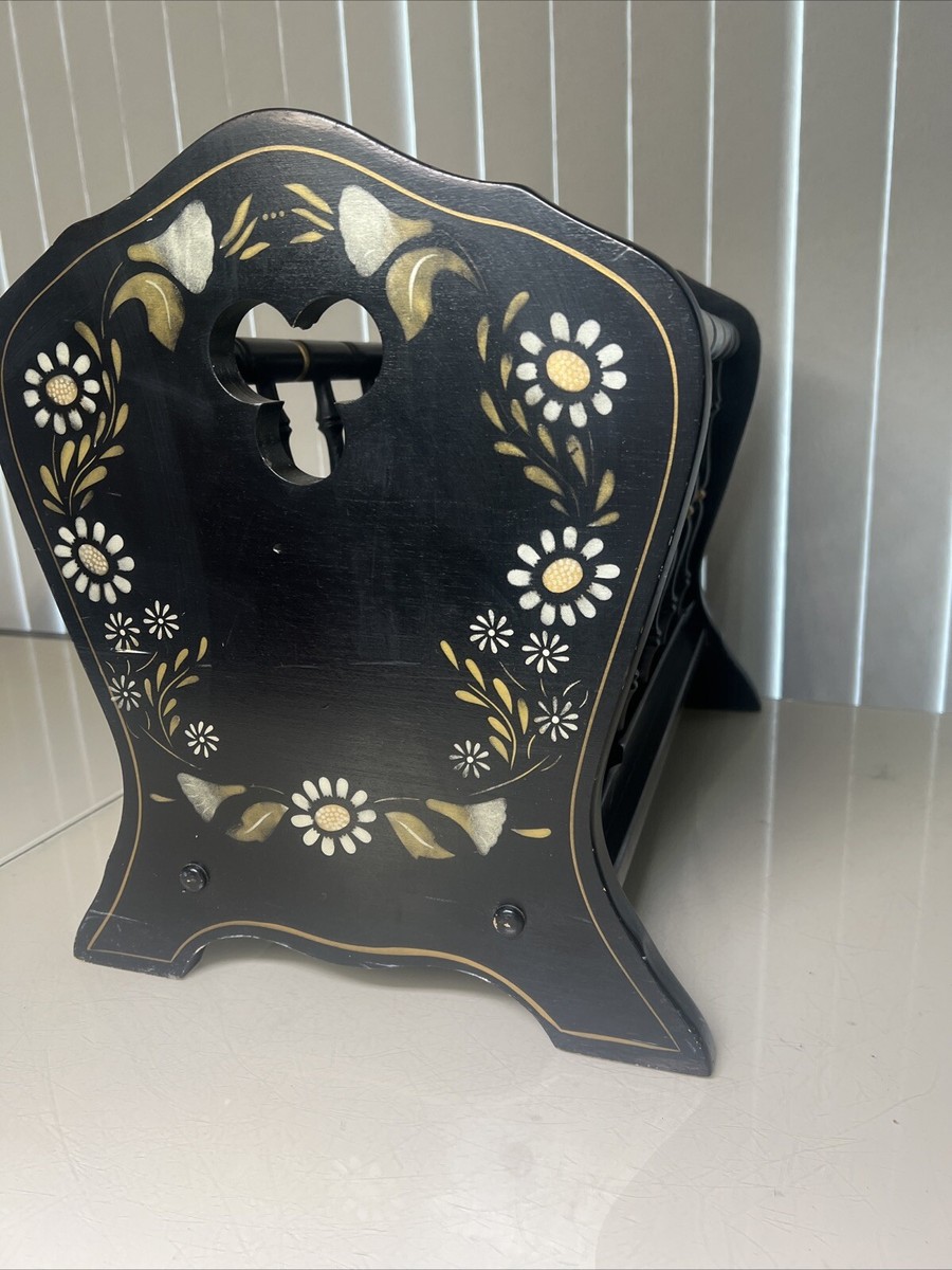 EthanAllen★イーセンアーレン★マガジンラック★ Vintage Ethan Allen Hitchcock Style Solid Wood Black
