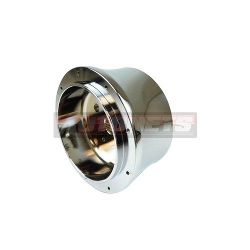 Volante de aluminio cromado Trinity de 14" cuero negro caña de calle caliente - Imagen 7 de 7