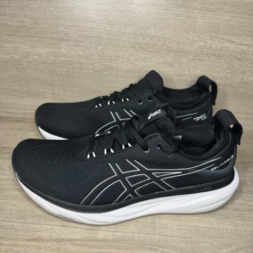 Asics Gel Nimbus 25 Black White Running Shoes 1011B547 Mens Size 11 Wide - Picture 1 of 7