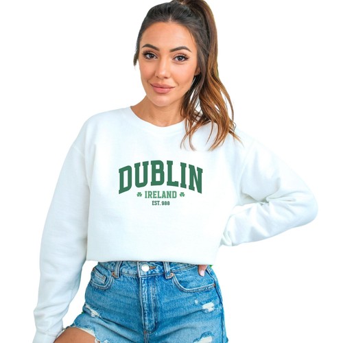 Dublin Ireland Est. 988 Sweatshirt, Vintage Look City Pride Unisex Pullover, Cla - Picture 9 of 11