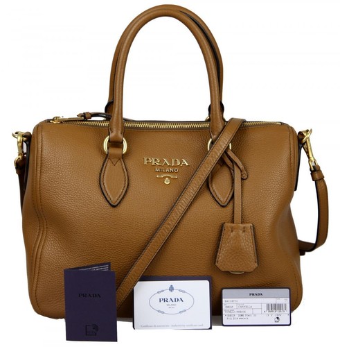 PRADA Leather Shoulder Bag / Handbag - 1BB023 - Cannella Brown - NEW
