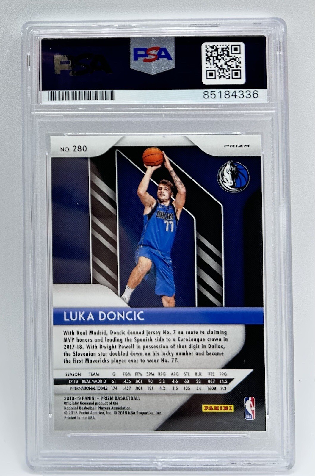 Luka Doncic 2018-19 Panini Prizm Silver #280 Auto PSA/DNA RC Signed Auto view 4