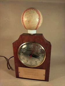 Vintage Connie Mack League Chicago Fernwood Bruins Clock & Autographed Baseball