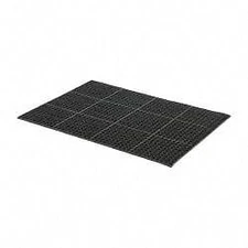 PRO-SAFE Black Rubber Anti-Fatigue Mat with Drainage Holes: 60" x 36" x 7/8"