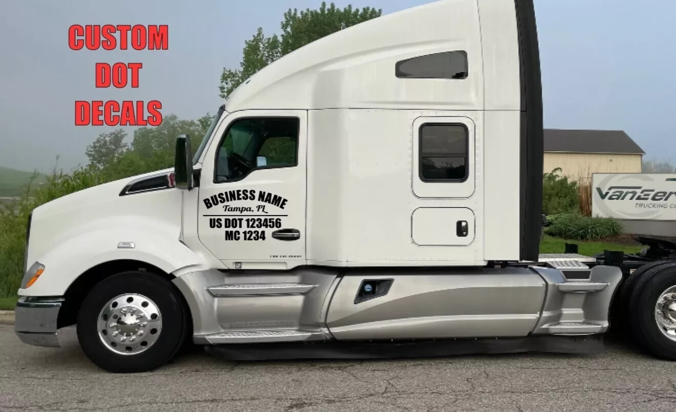 Custom Dot Custom US DOT Trucking Decal Stickers - Truck Lettering -set of 2 ...