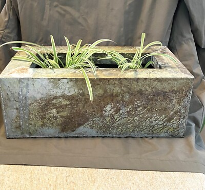 Rustic Metal Rectangular Contemporary Planter 16 x 8 Plants Flower Container
