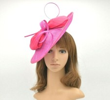 M8109 Fuschia Kentucky Derby Church Wedding Easter Tea Party Sinamay Fascinator