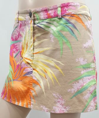 ETRO MILANO Kurzer Minirock mehrfarbig Baumwollmischung auffälliges Blumenmuster 44 UK12