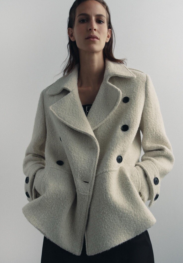 ZARA LONG BOUCLÉ COAT XS グレー系 ZARA LONG BOUCLÉ COAT XS グレー系
