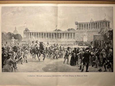 Antik Illustration 1893 PLATZ DU MARS PARIS ABBILDUNG Kunstdruck Holzschnitt - Bild 1 von 4