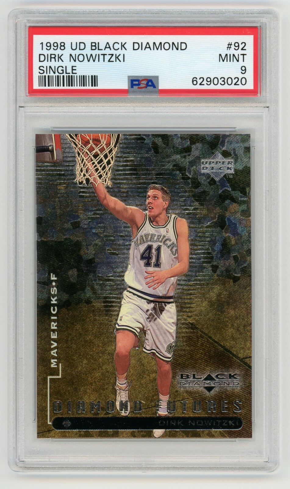 1998 Upper Deck Black Diamond Dirk Nowitzki Diamond Futures #92 PSA 9 Mint