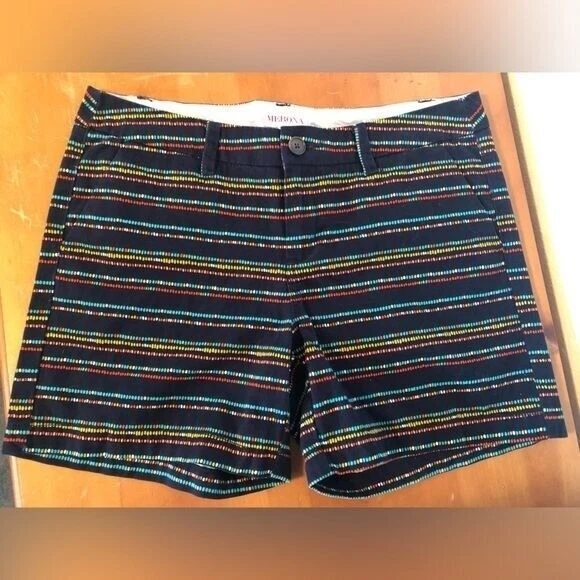 Merona Women's Size 6 Navy Striped 100% Cotton Women's Shorts